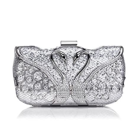 Designer Evening Clutch Purses Metallic Swan Luxy Moon Clutch Purse