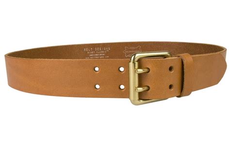 Light Tan Leather Jeans Belt With Solid Brass Buckle Belt Designs