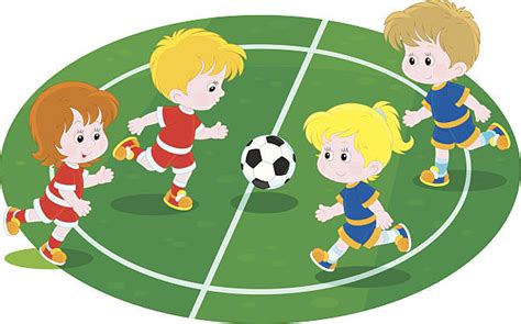 Boys Playing Football Illustrations Royalty Free Vector