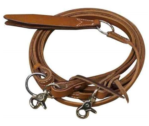 Showman 8 Argentina Cow Leather Romal Reins With Leather Popper Hay
