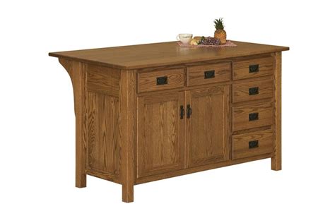 Amish Arts And Crafts Kitchen Island With Drawers On Right