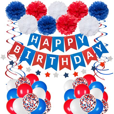 Buy Blue White And Red Birthday Decorations Patriotic Party Supplies