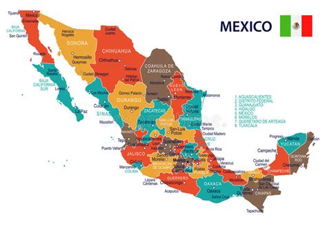 México Mapa Y Bandera Ejemplo Stock De Ilustración Ilustración De