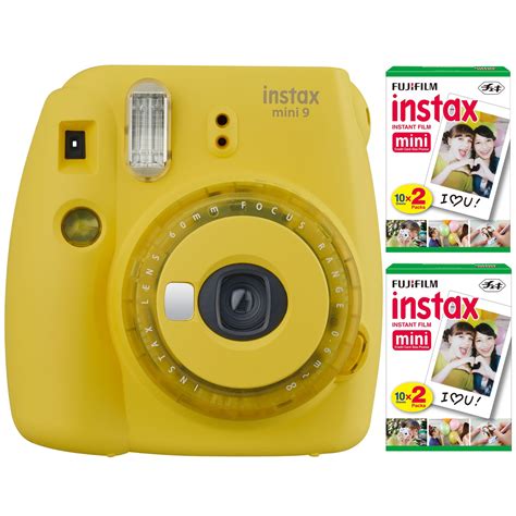 Fujifilm Instax Mini 9 Instant Camera Yellow With 40 Instant Film