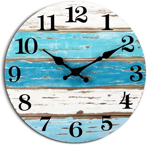 Buy Wall Clock Beach Themed Blue Wall Clocks Battery Operated Silent