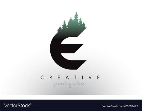 Creative E Letter Logo Idea With Pine Forest Vector Image