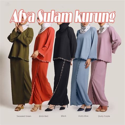 Afya Sulam Overlap Skirt Kurung Kedah Baju Kurung Moden Sulaman Lace Nikah Tunang Bridesmaid