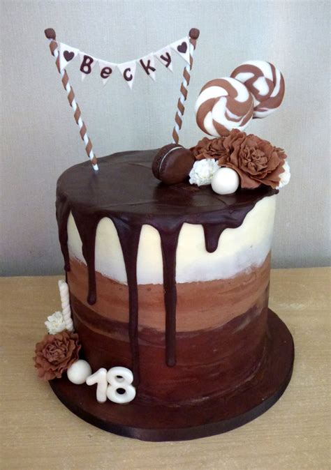 Sons 18th birthday cake, showing him over the years. Chocolate Heaven Drip 18th Birthday Cake « Susie's Cakes