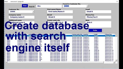 5 Excel Vba Database With Search Engine Youtube