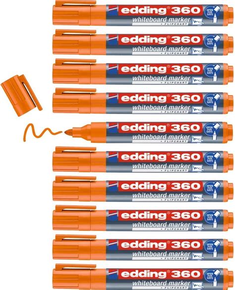 Edding 360 Whiteboard Marker Orange 10 Whiteboard Pens Round Tip