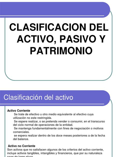 Clasificacion Del Activo Pasivo Y Patrimonio Bancos Inversiones