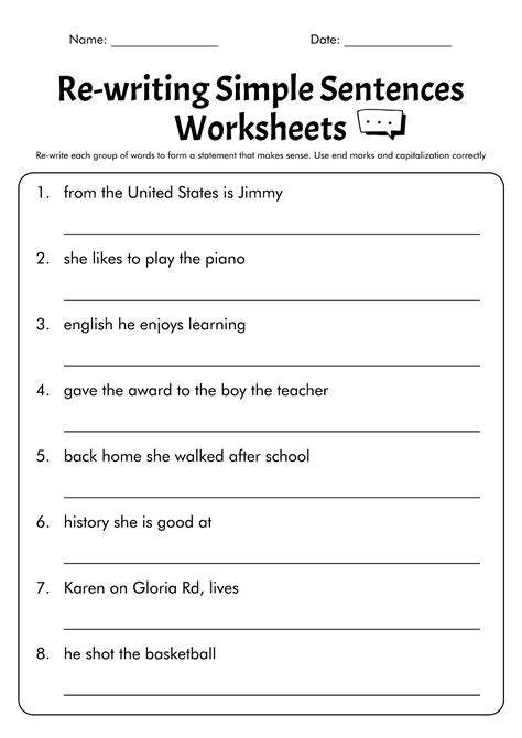 Sentences Worksheet