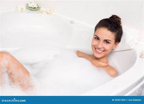 Young Woman Takes Bubble Bath Stock Images Image 32321454