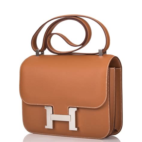 Hermès Gold Constance 24cm Of Evercolor Leather With Palladium Hardware