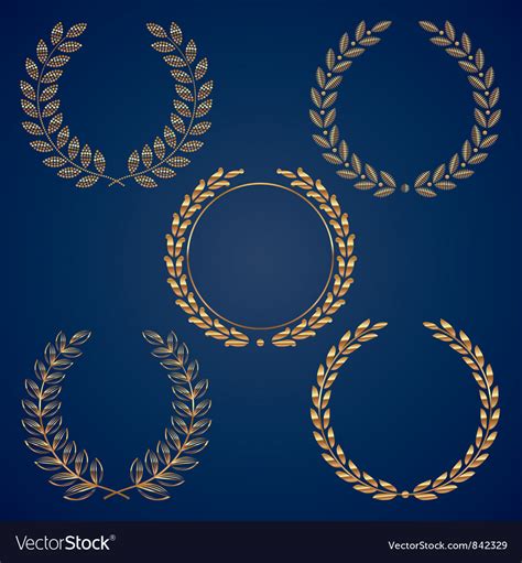 Set Golden Laurel Wreaths Royalty Free Vector Image