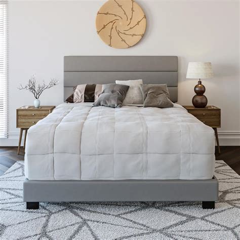 Rest Rite Vivian Faux Leather Grey Full Upholstered Platform Bed Frame