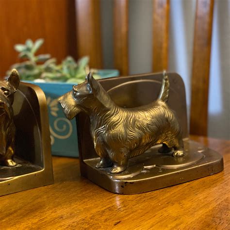 Set Of Two Vintage Cast Iron Scottie Dog Bookends Etsy