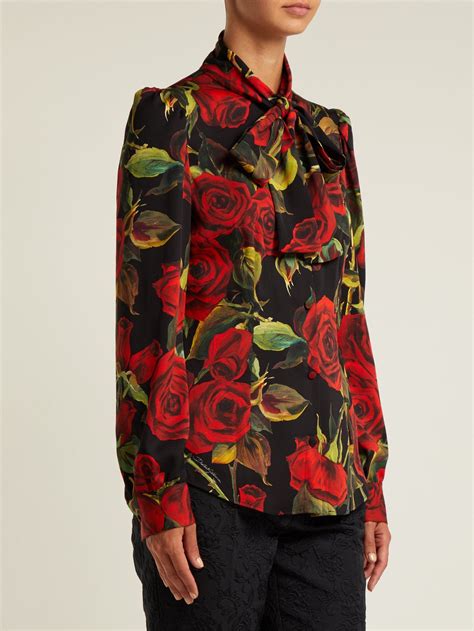 Rose Print Silk Charmeuse Blouse Dolce Gabbana Matchesfashion Uk