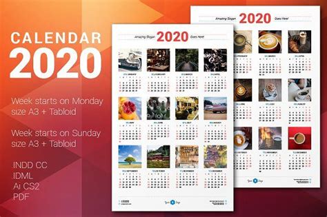 Two Calendars With Photos On Them And The Words 2019 19 Are Displayed