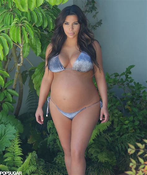 Kim Kardashian Pregnant In A Bikini Before Giving Birth Popsugar Celebrity