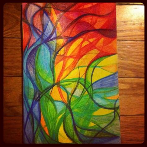 Colored Pencil Drawing Abstract Art Colorful Flowing My Art