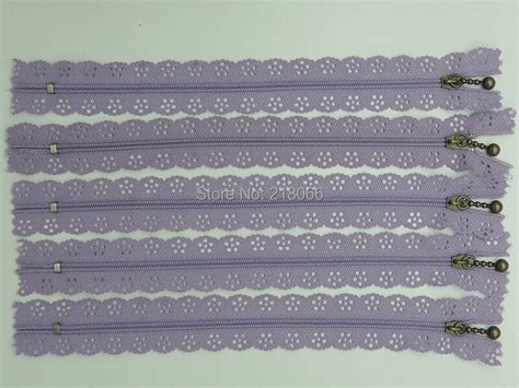 10 Pcs Zipper Nylon Lace Pierced Zipper Purple Copper Garment