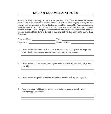 49 employee complaint form and letter templates templatearchive