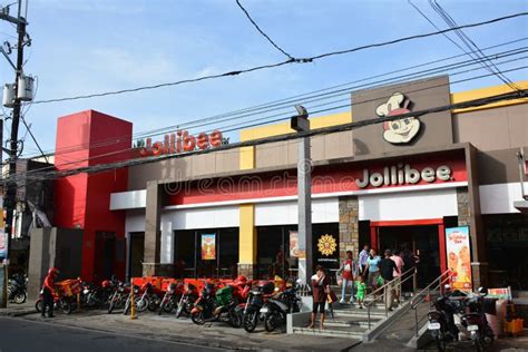Jollibee Restaurant And Red Ribbon Bakeshop Storefront Editorial Image