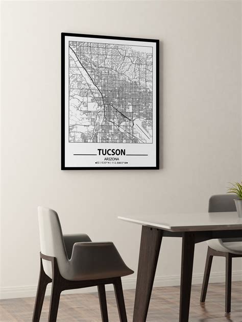 Tucson City Map Print Tucson Wall Art Prints Travel Maps