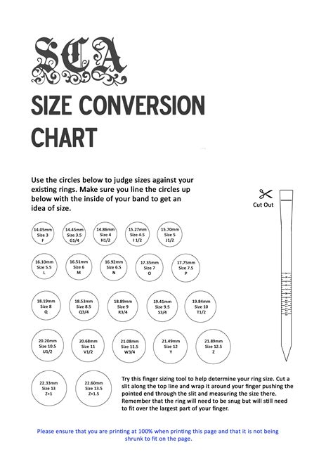 Us Ring Size Chart To Scale