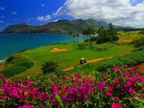 Beautiful And Relaxing Golf Course On The Shore Of The Sea