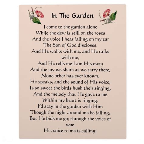 In The Garden Hymn Plaque Size 8x10 With Easel Gender Unisex Age