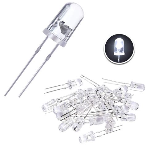 100 Pieces Clear Led Light Emitting Diodes Bulb Led Lamp 5 Mm White