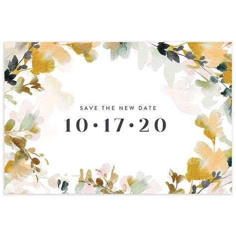 Watercolor Blooms Change The Date Postcards Postcard Layout