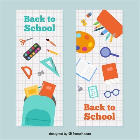 Free Vector Vertical Back To School Banners In Flat Design