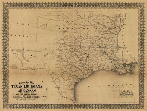 Campaign Map Of Texas Louisiana And Arkansas Showing All The Battle