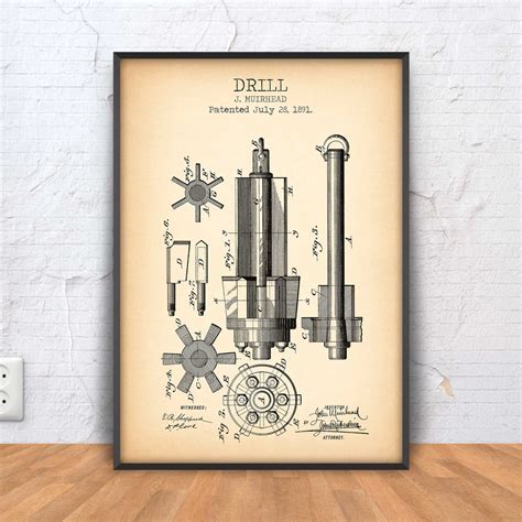 Drill Patent Print, Drill, Drill, Drill, Mining Art, Howard Hughes Oil, Texas Oil, Oil Sign 