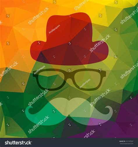vector illustration of an abstract man with glasses hat and mustache abstract colorful