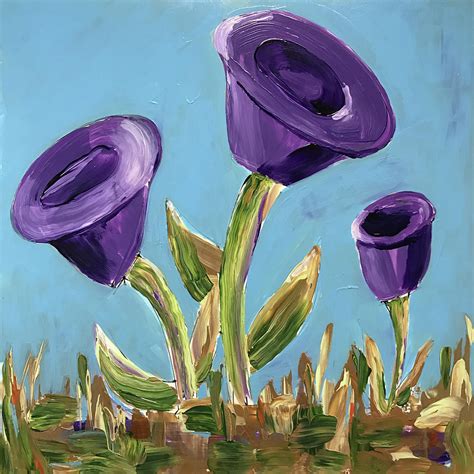 Funky Purple Flowers Painting By Jacque Thompson Fine Art America