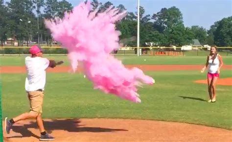 Exploding baseballs are not a common way to share your exciting news, so they are sure to make your big reveal unlike any other. Softball Baby Gender Reveal: The Pitch Is Good…It's A Girl! : NorthEscambia.com