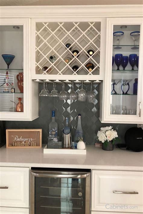 24 x 30 inch oak beveled wine lattice rack by hardware resources. Lattice wine rack, stemware holder, and glass front doors - all the necessities, for a perfect ...