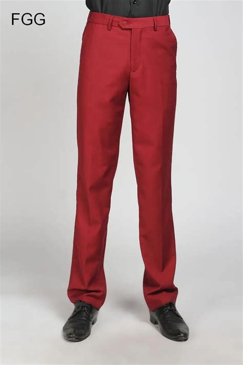 Buy Men Business Formal Wine Red Suit Pants Wedding
