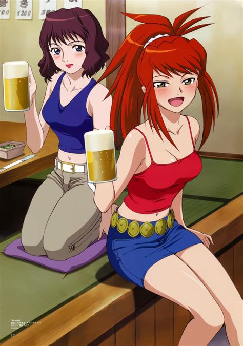 Sagisawa Youko Sugiura Midori My Hime Absurdres Highres 00s 2girls Alcohol Beer Beer