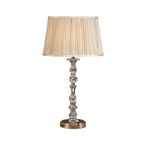 63590 Polina Nickel Medium Table Lamp Beige Shade