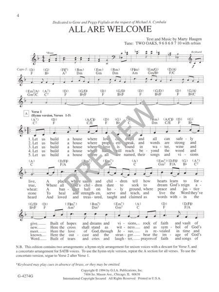 All Are Welcome Guitar Edition By Marty Haugen Guitar Part Sheet