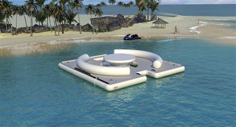 Inflatable Floating Island Platform With Loungers Inflatable Floating