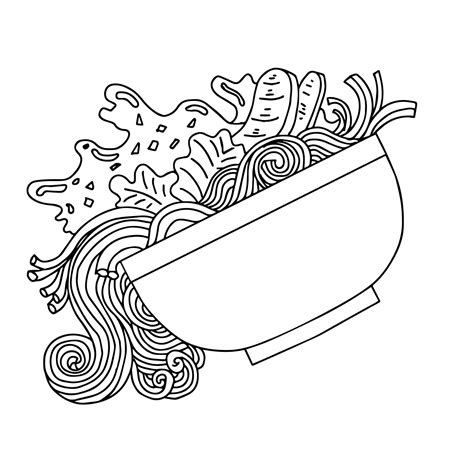 Design Noodle Ramen Coloring Page Outline Art 22541092 Vector Art At