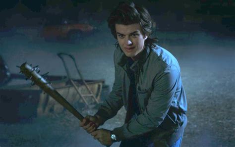 Stranger Things Steves Love Triangle Almost Hitting Costar With Bat