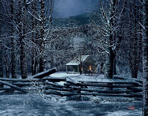 Log Cabin In Snow Wallpaper Wallpapersafari