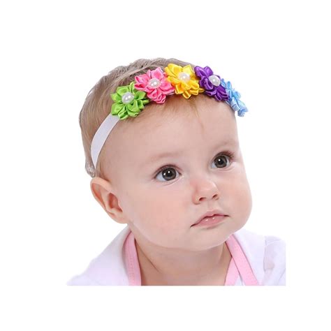 Summer Vibrant Flower And Pearl Baby Headband